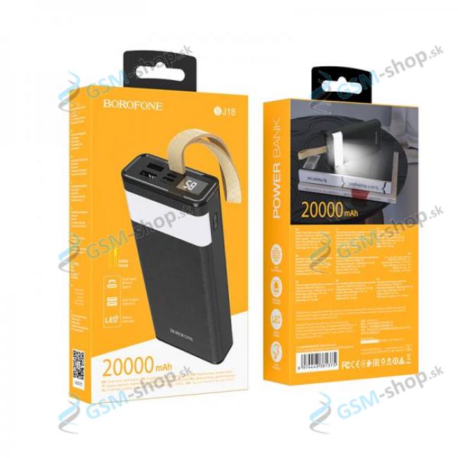 PowerBank BOROFONE BJ18 Coolmy 20000 mAh 2x USB s LED displejom ierna