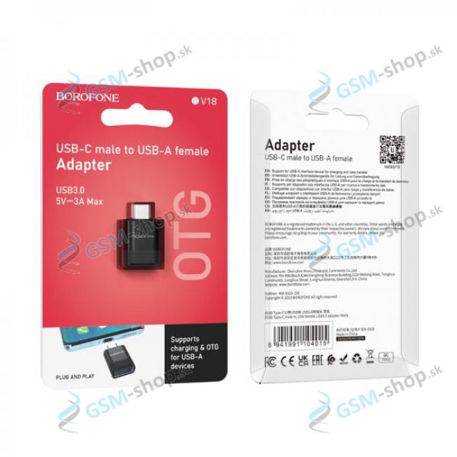 OTG adaptr BOROFONE BV18 USB-C to USB ierny