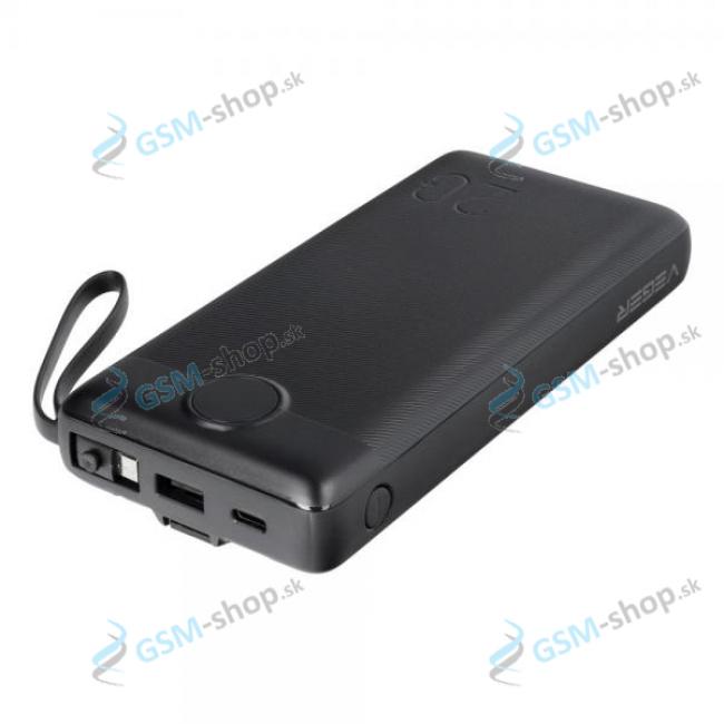 PowerBank VEGER C20 (W2047) 20 000 mAh so vstavanmi kblami microUSB, USB-C a Lightning ierna 