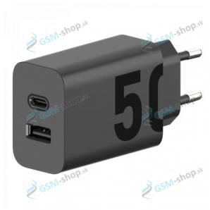 USB adaptr do siete Motorola MC-502 (50W) s dulnym vstupom USB-C a USB Originl ierny