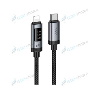 Prepojovac� k�bel HOCO U148 USB-C a Lightning s LED displejom PD 27W �ierny 1,2 metra