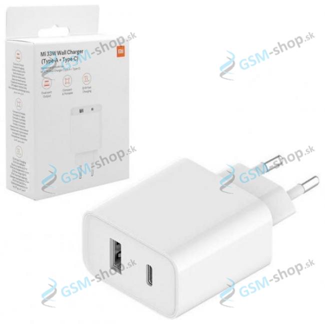 Dual adaptr USB a TYP-C do siete Xiaomi AD332EU 33W Originl blister biely