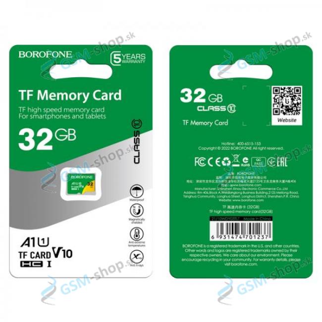 Pamov karta BOROFONE MicroSD SDHC U1 32 GB trieda 10