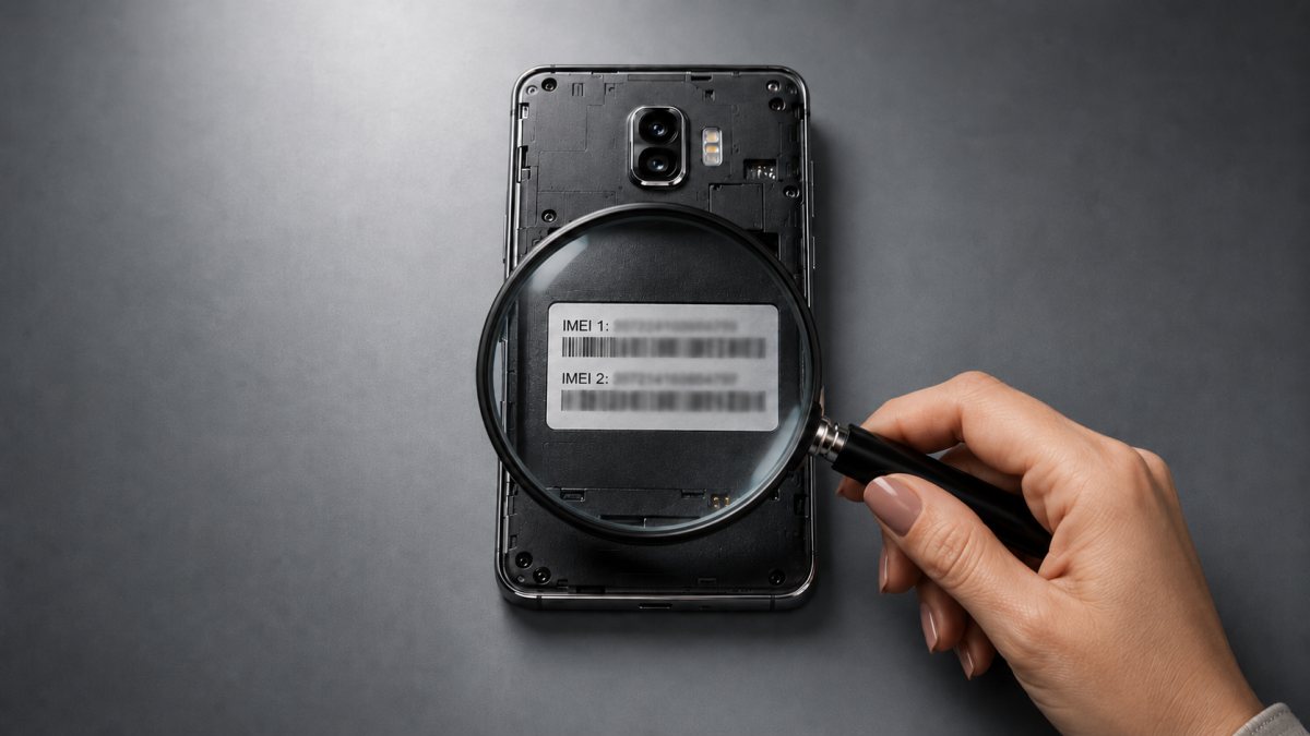 Ilustra�n� obr�zok smartf�nu a lupy k �l�nku o IMEI ��sle